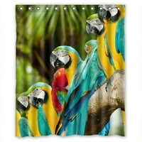 Ganma цветни папагали, кацнали на клон душ завеса полиестер тъкан за баня за баня душ завеса
