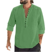 Мъжки в-врата Дълъг ръкав пуловер Дишаща риза блуза ежедневни модни върхове