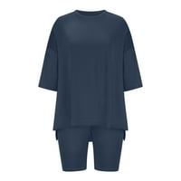 Джали гамаши шорти комплект за жени Плюс размер хлабав Топ кльощава разтеглив шорти Плътен цвят основен комплект домашно облекло