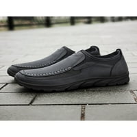 Лейцихоп мъже мокасини кръгли пръсти плоски ниски топ ежедневни обувки работа без плъзгане обувки за ходене комфорт фиш на сиво 10.5