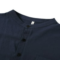 Inevnen men риза твърд цвят henley tops tops с джоб и копчета за лятото есен