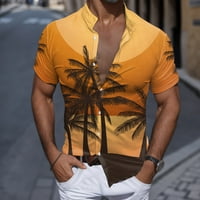 Мъжки Летни Ризи С Къс Ръкав Тропически Отпечатани Хавайска Риза Лято Бутон Надолу Ежедневни Ризи Блуза Кафе Л