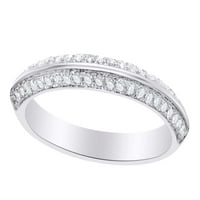 Кръгъл бял естествен диамантен сватбен пръстен в стерлингов сребърен пръстен размер-6.5
