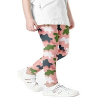 Панталони за малки деца с високи талии меки панталони деца карикатура отпечатани атлетични дълги панталони кльощави дъна розово зелено камуфлаж
