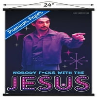 Големият лебовски - изричен плакат за стена на Исус с дървена магнитна рамка, 22.375 34