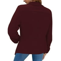 Якета Mveomtd за жени с дълъг ръкав копче за резбол тънък яке плюс размер работно палто лъскава жилетка за жени