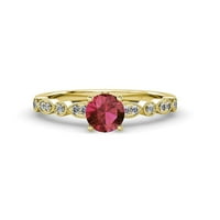 Rhodolite Garnet & Diamond Marquise годежен пръстен и сватбена лента комплект 1.25ct TW 14K Жълто злато.Size 7.0