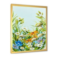 Натюрморт от цветни диви цветя с листа