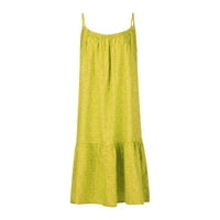 Дамски летни рокли плаж почивка рокли Бохо рокли полка точка отпечатани без ръкави слънце рокля резервоар подаръци на клирънс Жълт хл
