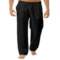 Авамо Мъжки панталони шнур дъна Плътен цвят панталони йога хлабав шезлонг облекло свободно време ластик черно ххл