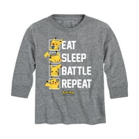 Pokémon - Eat Sleep Battle Repeat - Младежки графичен T -риза с дълъг ръкав