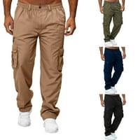 мъжки панталони прави, средна талия хлабав отслабване странични джобове ежедневни парти спортни панталони есен