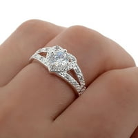 Наздраве.us жени стерлинги Сребърно сърце във формата на сърцебиене на вечността Булчинска годишнина Обещайте сватбена лента пръстен