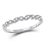 10k бяло злато кръгло диамантен облицован лента пръстен cttw