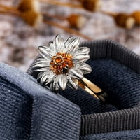 Пръстени за жени, покрити с циркония, супер годежни пръстени за жени изискани двойни цветови пръстени малък маргаритен слънчоглед размер до 10