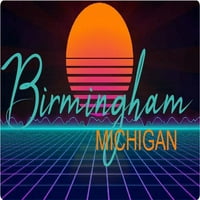 Бирмингам Мичиган Винил стикер Stiker Retro Neon Design