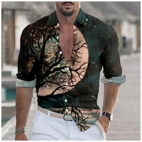 Penkiiy мъже с дълъг ръкав разчистен риза мъжки небрежен моден печат на яка яка дълъг ръкав дишаща риза блуза върхове тъмно сива y2k риза мъже