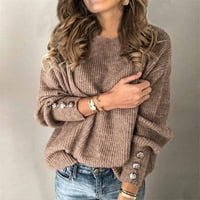 бептер жени пуловер палто твърд цвят пуловер кръгла врата топъл пуловер с дълъг ръкав