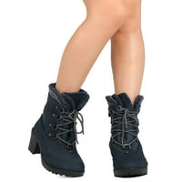 Нови жени DBDK ICE-10LEATHERTETTE LACE UP SHEARLING HUNKY WENTER WINTER ANKLE BOOT
