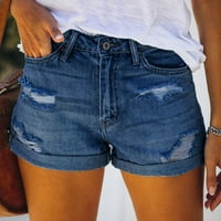 Дамски джинсшорти Плюс размер клирънс Мода Дамски джоб твърди дънки дънкови панталони женски дупка дъното Случайни шорти