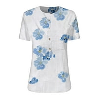 Дамски ежедневни модни памук бельо печатни Дамски Ризи с къс ръкав блузи за жени