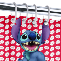 Lilo & Stitch Водоустойчива завеса за душ за декорация на баня, машинно миещи се, сладки завеси за душ, комплект с трайни куки