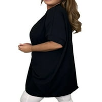 Капризи жени летни върхове Твърди цветна тениска v Врат тениска за ежедневни тийнейджъри с къс ръкав черно 3xl
