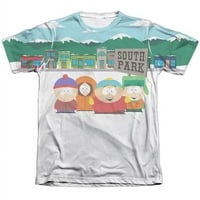TREVCO STHPK167-ATPC- South Park & ​​Boys Sign-Adult Poly & Cotton Тениска с къс ръкав, бял-изключително голям