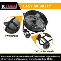 Tool International Direct Drive Tilting Industrial Drum Fan, Black: KTI77741