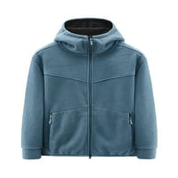 Lumento Mens Fashion Winter Winter Coat Fleece Fuzzy Full Zip Outwear плюшено яке с качулка с джобове езеро син XL
