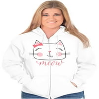 Meow sweet kitty cat lady cute zip hoodie sweatshirt жени brisco марки m