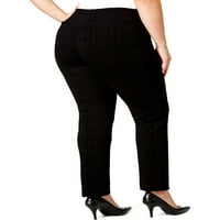Alfani Womens Plus Printed Comfort Aist Skinny Pants Black 24W