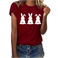 Великденска риза, тениски за зайци за зайци на екипаж Удобни върхове за жени Нова тенденция Размер 6
