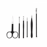 Маникюр комплект професионални комплект за нокти за нокти Комплект инструменти за грижа за педикюр- комплект за отглеждане на неръждаема стомана за пътуване или дома (Black）