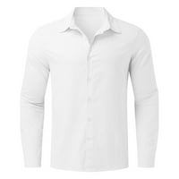 Мъжки поло ризи дълги ръкави Бутон надолу тънък годни ризи бели, ШЛ