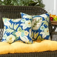 Greendale Home Fashions Marlow Blue Floral 17 Square Outdoor Throw Plows