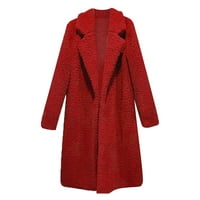 Дамски палта облечени дами твърд цвят дълъг ръкав средна дължина агнешко кадифено вълна ежедневни якета