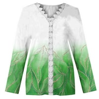 Amidoa дамски върхове с дълъг ръкав небрежен v врата дантела блуза модна мраморна печат графична тениска риза модерни дамски дрехи