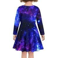 Suhoaziia Starry Universe Поли за младежки момичета дължина на коляното 7- години само култивиране тениска люлеещи се рокли модерни излизане на парти игрални дрехи с ръкави