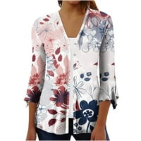 ifshaion дамски жилетка пуловери мода жена 3 4sleeve тениска отворена предна жилетка за печат блуза за печат на блуза бяло-b xs