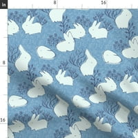 Памучен сатен покривка, 70 кръг - арктически харе сини животни Зайци Зайци Снежанка Ваканция Зимни зайчета Печат Персонализиран спално бельо с лъжица