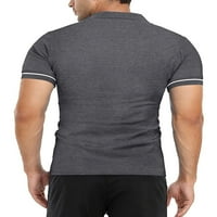 Voguele мъже поло риза с къси ръкави тениски предни цип тенис блуза атлетични летни върхове наситено сиво m