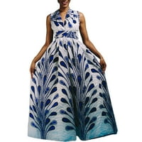Рокля Jiyugala за жени печат DIY Мулти Носеща рокля с каишка среден разцепен пола на моп