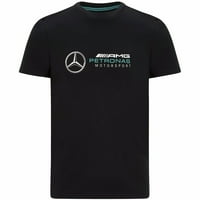 Mercedes benz amg petronas f мъже Голяма тениска за лого черно сиво бяло