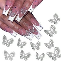 3D пеперуди за нокти за нокти, сплав с пеперуди за нокти за нокти за нокти с пеперуди метални нокти за нокти Кристални нокти бижута, 3D пеперуда чар дизайн за салон и дома