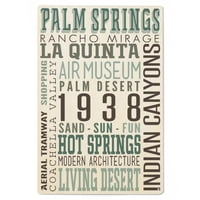 Palm Springs, Калифорния, типография с бреза дървена табела