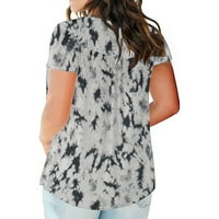 Женски плюс размер върхове с къс ръкав разточителни ризи Небрежни блузи туника върхове