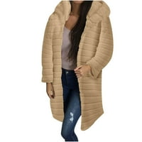 Binmer зимно палто за жени плюс размер fau палто от твърд цвят пухкаво яке с дълъг ръкав с дълъг ръкав