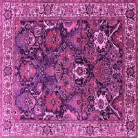 Ahgly Company Indoor Rectangle Oriental Pink Industrial Area Rugs, 2 '5'