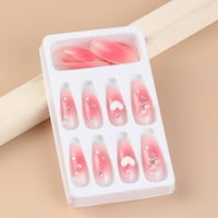 Jiaroswwei set fau nails градиент дизайн водоустойчив abs изкуствена преса дълги нокти луксозни пеперуди фалшиви нокти за красота